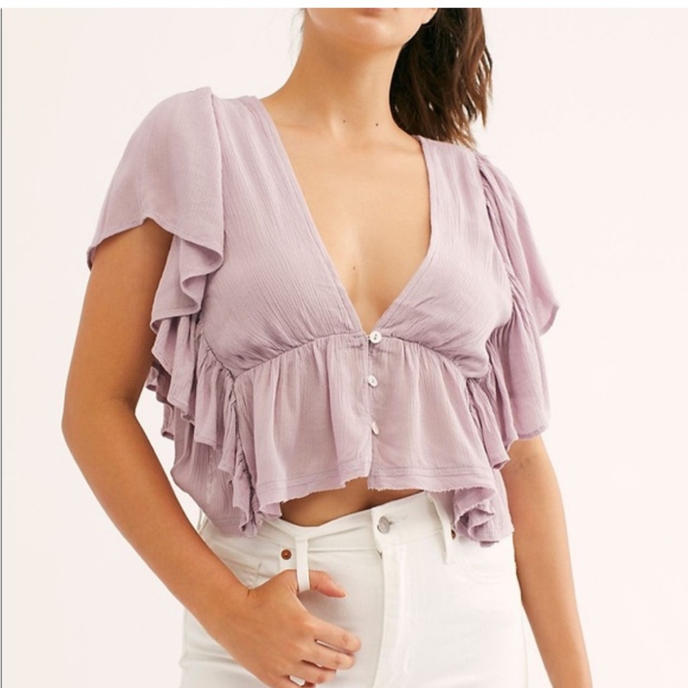 Free People Lilac Ruffle Top